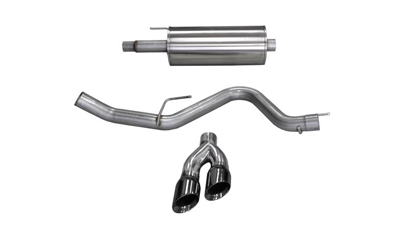 Ford F-150 Performance Exhaust - CORSA Performance - Cat Back Single Side Exit with Twin 4.0in. Black PVD Pro-Series Tips - Black - `15-`20